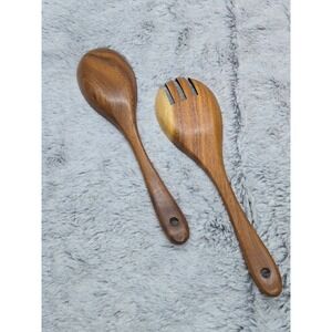 World Market Acacia Wood Salad Server Set Spoon &‎ Fork Utensils